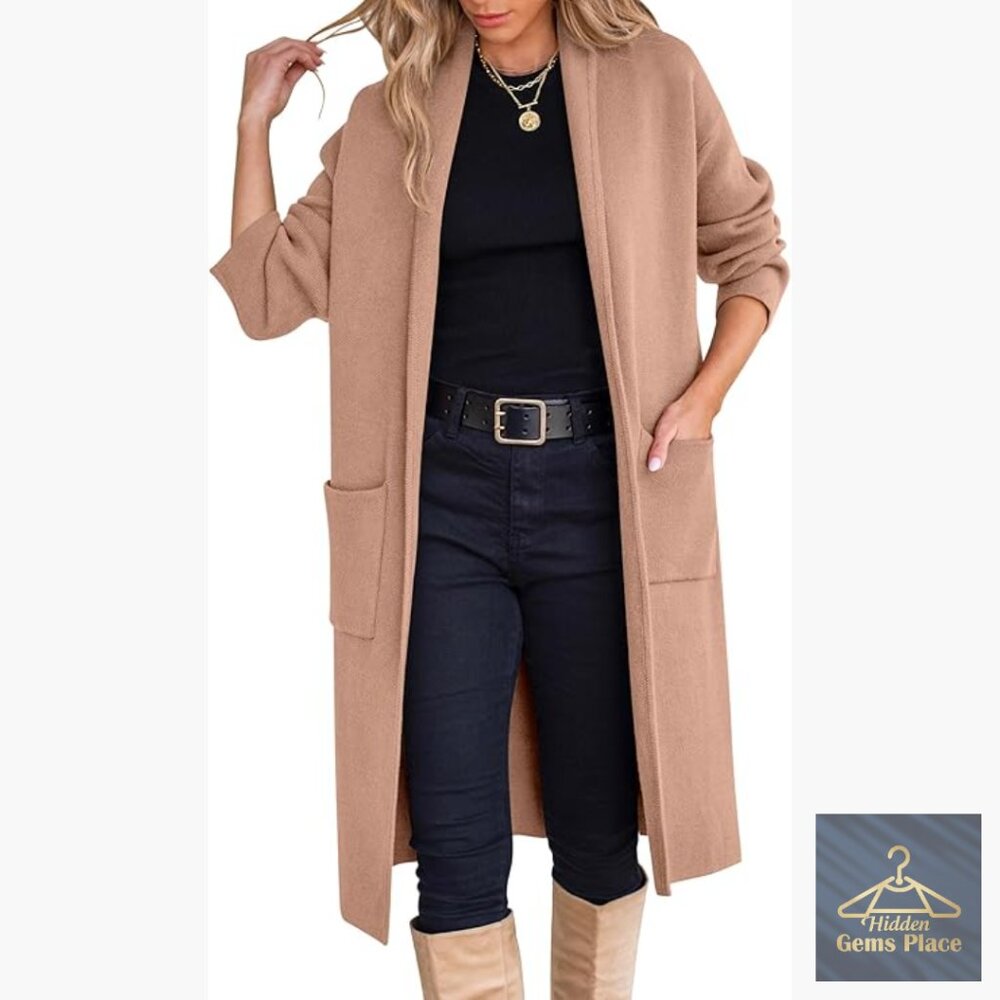 Oversized Open Front Cardigan Sweater Coatigan Duster Long Length